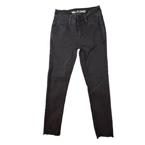 WallFlower Womens 1 (25x25.75) Black Ultra Fit Skinny Stretch Double Button Jean